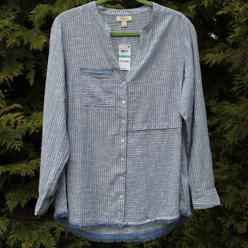 Style & Co 0X Island Retreat Striped Top  NWT